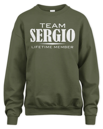 SERGIO BL62-K4-128 - Personalized “Team NAME Lifetime Member” - Unisex Sweatshirt - Military Green