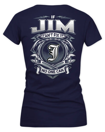JIM AP81-K4-626 - Personalized Ahmed Quote Apparel “If Ahmed Can't Fix It, No One Can” - Women's V-Neck T-Shirt - Navy