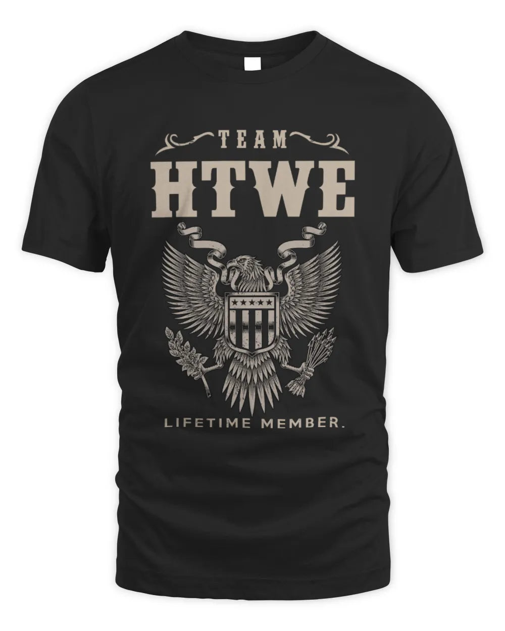 HTWE TP06-K82 – Personalized Classic Style Apparel “Team NAME Lifetime Member” - Unisex Standard T-Shirt - Black