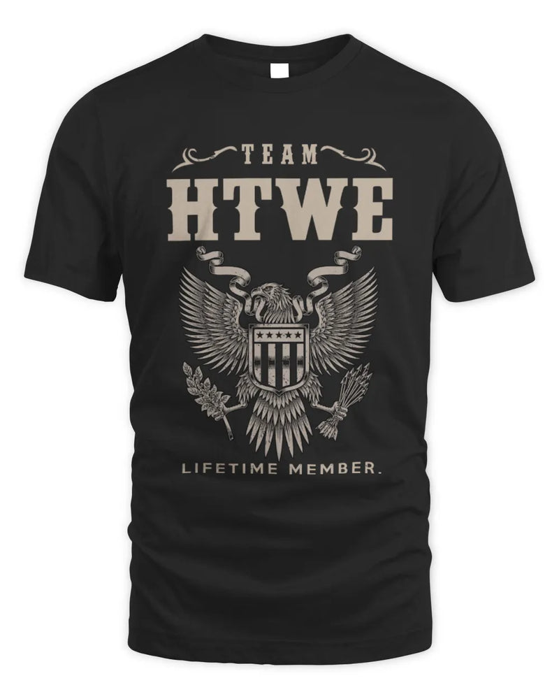 HTWE TP06-K82 – Personalized Classic Style Apparel “Team NAME Lifetime Member” - Unisex Standard T-Shirt - Black