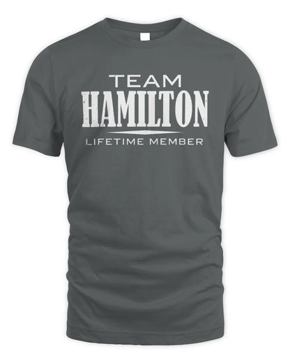 HAMILTON BL62-K4-128 - Personalized “Team NAME Lifetime Member” - Unisex Standard T-Shirt - Charcoal