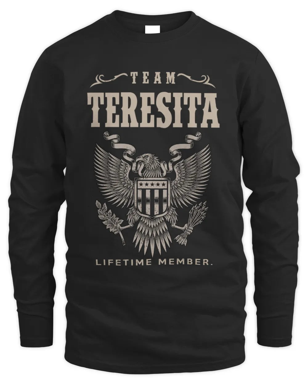 TERESITA TP06-K82 – Personalized Classic Style Apparel “Team NAME Lifetime Member” - Men's Long Sleeved T-Shirt - Black
