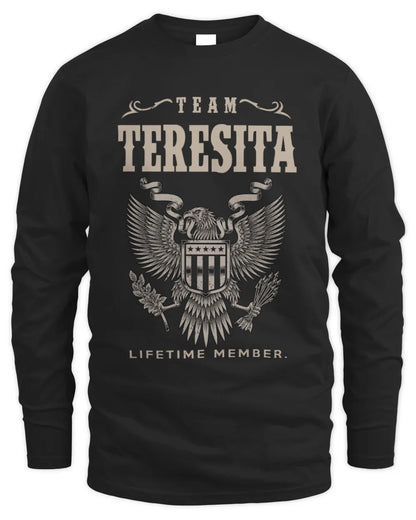 TERESITA TP06-K82 – Personalized Classic Style Apparel “Team NAME Lifetime Member” - Men's Long Sleeved T-Shirt - Black
