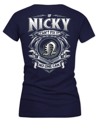 NICKY AP81-K4-626 - Personalized Ahmed Quote Apparel “If Ahmed Can't Fix It, No One Can” - Women's V-Neck T-Shirt - Navy