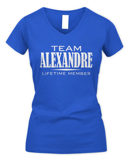 ALEXANDRE BL62-K4-128 - Personalized “Team NAME Lifetime Member” - Women's V-Neck T-Shirt - Royal