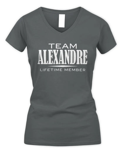 ALEXANDRE BL62-K4-128 - Personalized “Team NAME Lifetime Member” - Women's V-Neck T-Shirt - Charcoal