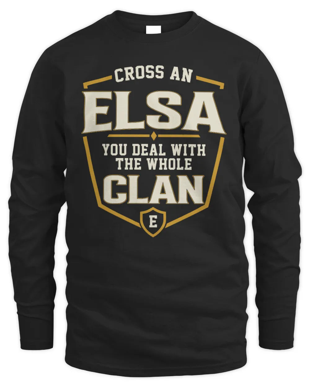 ELSA NT1-K008 Cross A/An NAME, You Deal With the Whole Clan | Personalized Vintage T-Shirt - Men's Long Sleeved T-Shirt - Black