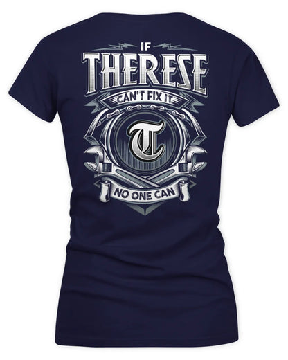 THERESE AP81-K4-626 - Personalized Ahmed Quote Apparel “If Ahmed Can't Fix It, No One Can” - Women's V-Neck T-Shirt - Navy