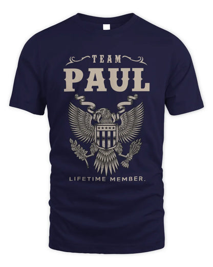 PAUL TP06-K82 – Personalized Classic Style Apparel “Team NAME Lifetime Member” - Unisex Standard T-Shirt - Navy