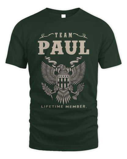 PAUL TP06-K82 – Personalized Classic Style Apparel “Team NAME Lifetime Member” - Unisex Standard T-Shirt - Forest Green