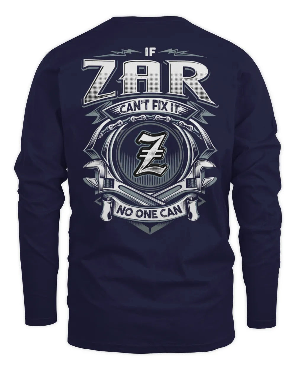 ZAR AP81-K4-626 - Personalized Ahmed Quote Apparel “If Ahmed Can't Fix It, No One Can” - Men's Long Sleeved T-Shirt - Navy