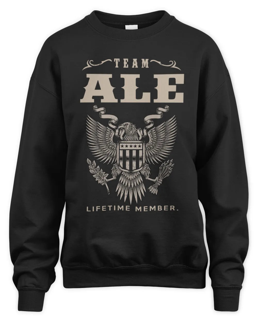ALE TP06-K82 – Personalized Classic Style Apparel “Team NAME Lifetime Member” - Unisex Sweatshirt - Black
