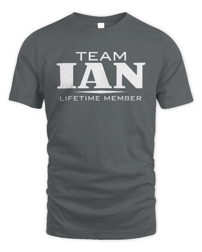 IAN BL62-K4-128 - Personalized “Team NAME Lifetime Member” - Unisex Standard T-Shirt - Charcoal