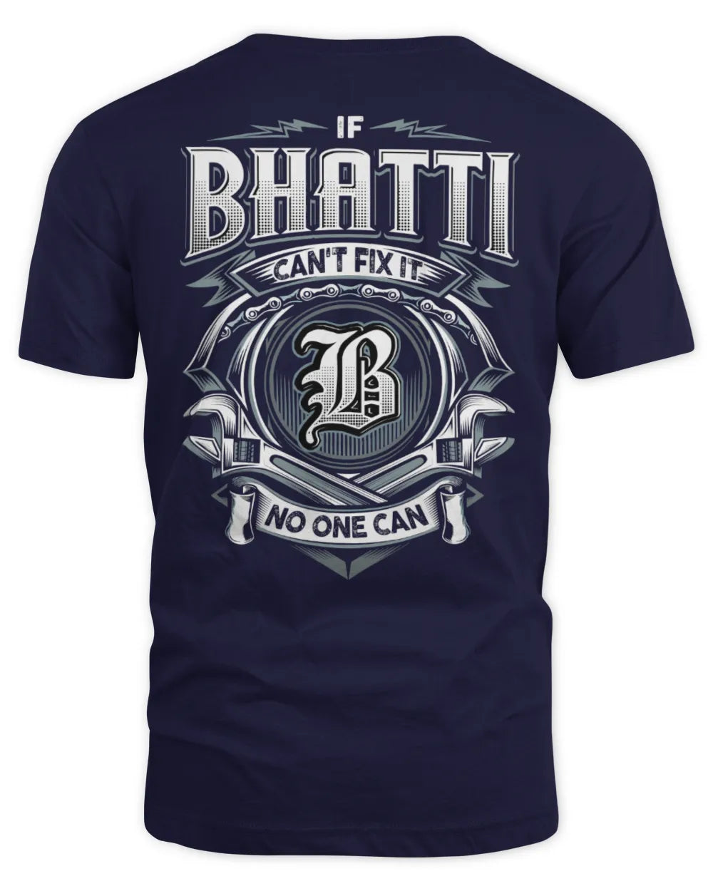 BHATTI AP81-K4-626 - Personalized Ahmed Quote Apparel “If Ahmed Can't Fix It, No One Can” - Unisex Standard T-Shirt - Navy