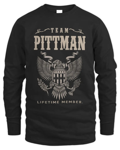 PITTMAN TP06-K82 – Personalized Classic Style Apparel “Team NAME Lifetime Member” - Men's Long Sleeved T-Shirt - Black