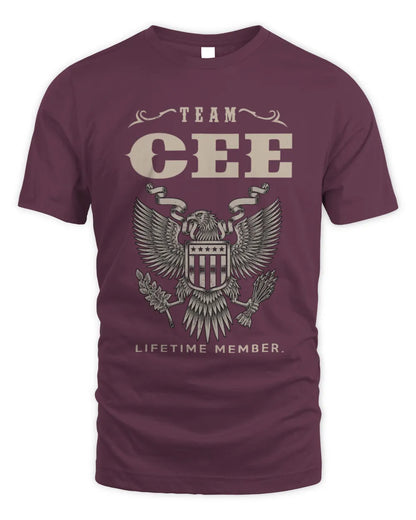 CEE TP06-K82 – Personalized Classic Style Apparel “Team NAME Lifetime Member” - Unisex Standard T-Shirt - Maroon