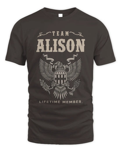 ALISON TP06-K82 – Personalized Classic Style Apparel “Team NAME Lifetime Member” - Unisex Standard T-Shirt - Dark Chocolate