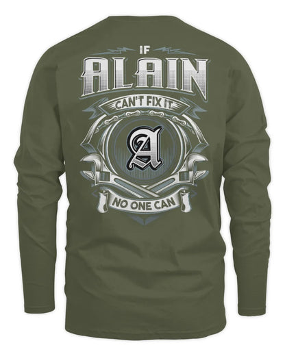 ALAIN AP81-K4-626 - Personalized Ahmed Quote Apparel “If Ahmed Can't Fix It, No One Can” - Men's Long Sleeved T-Shirt - Military Green