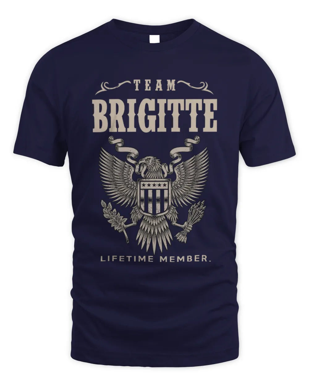 BRIGITTE TP06-K82 – Personalized Classic Style Apparel “Team NAME Lifetime Member” - Unisex Standard T-Shirt - Navy