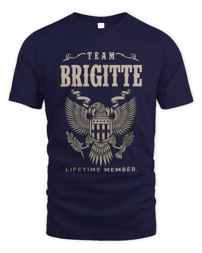 BRIGITTE TP06-K82 – Personalized Classic Style Apparel “Team NAME Lifetime Member” - Unisex Standard T-Shirt - Navy
