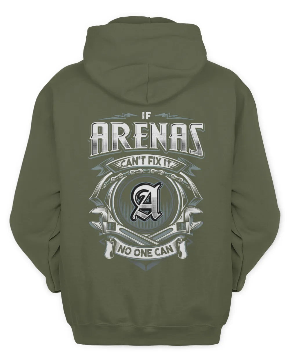 ARENAS AP81-K4-626 - Personalized Ahmed Quote Apparel “If Ahmed Can't Fix It, No One Can” - Unisex Hoodie - Military Green