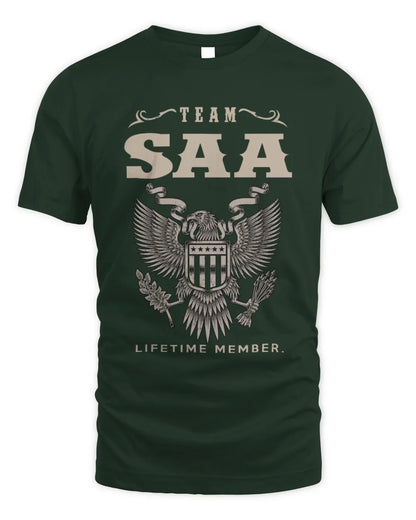 SAA TP06-K82 – Personalized Classic Style Apparel “Team NAME Lifetime Member” - Unisex Standard T-Shirt - Forest Green
