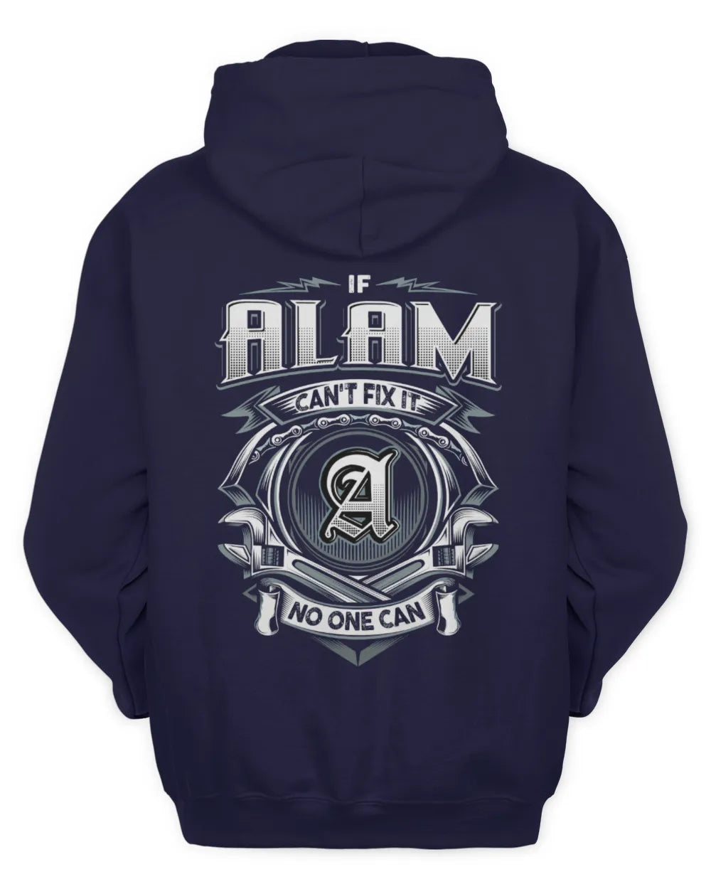 ALAM AP81-K4-626 - Personalized Ahmed Quote Apparel “If Ahmed Can't Fix It, No One Can” - Unisex Hoodie - Navy