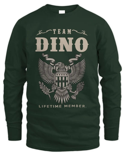 DINO TP06-K82 – Personalized Classic Style Apparel “Team NAME Lifetime Member” - Men's Long Sleeved T-Shirt - Forest Green
