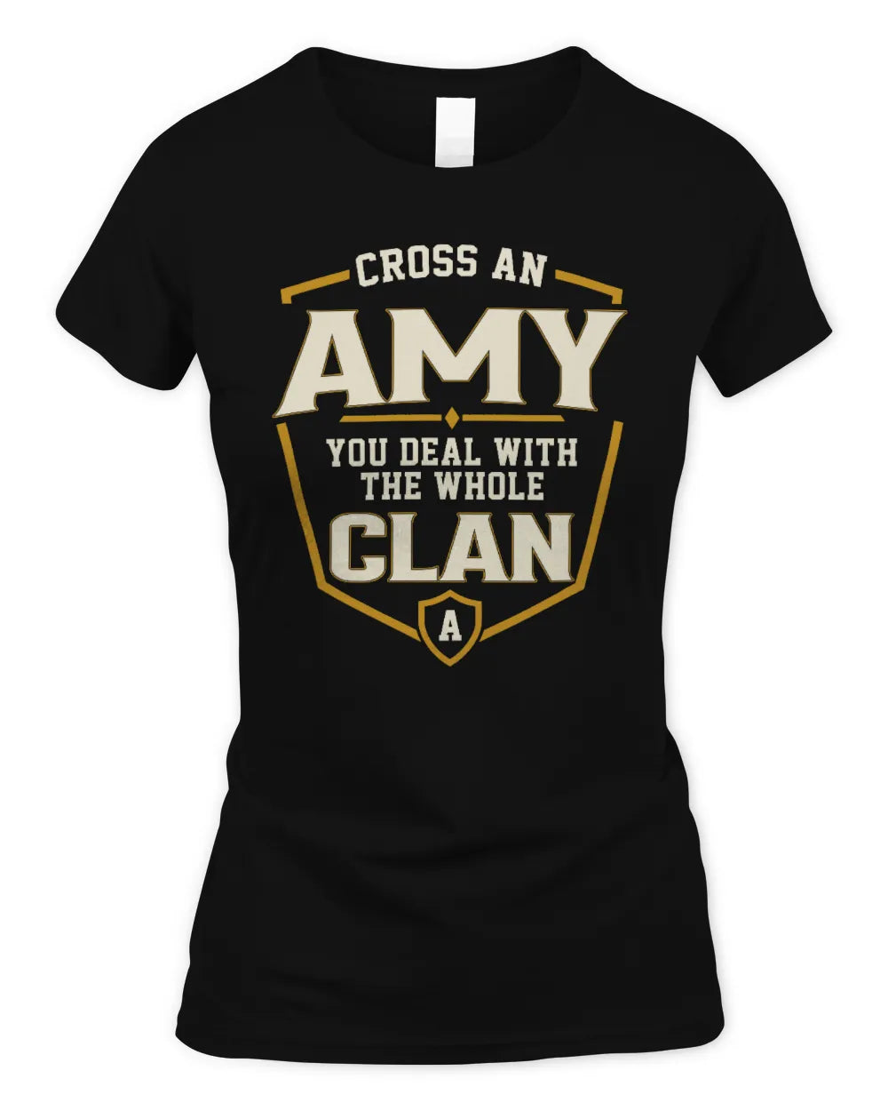 AMY NT1-K008 Cross A/An NAME, You Deal With the Whole Clan | Personalized Vintage T-Shirt - Women's Standard T-Shirt - Black