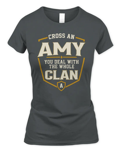 AMY NT1-K008 Cross A/An NAME, You Deal With the Whole Clan | Personalized Vintage T-Shirt - Women's Standard T-Shirt - Charcoal