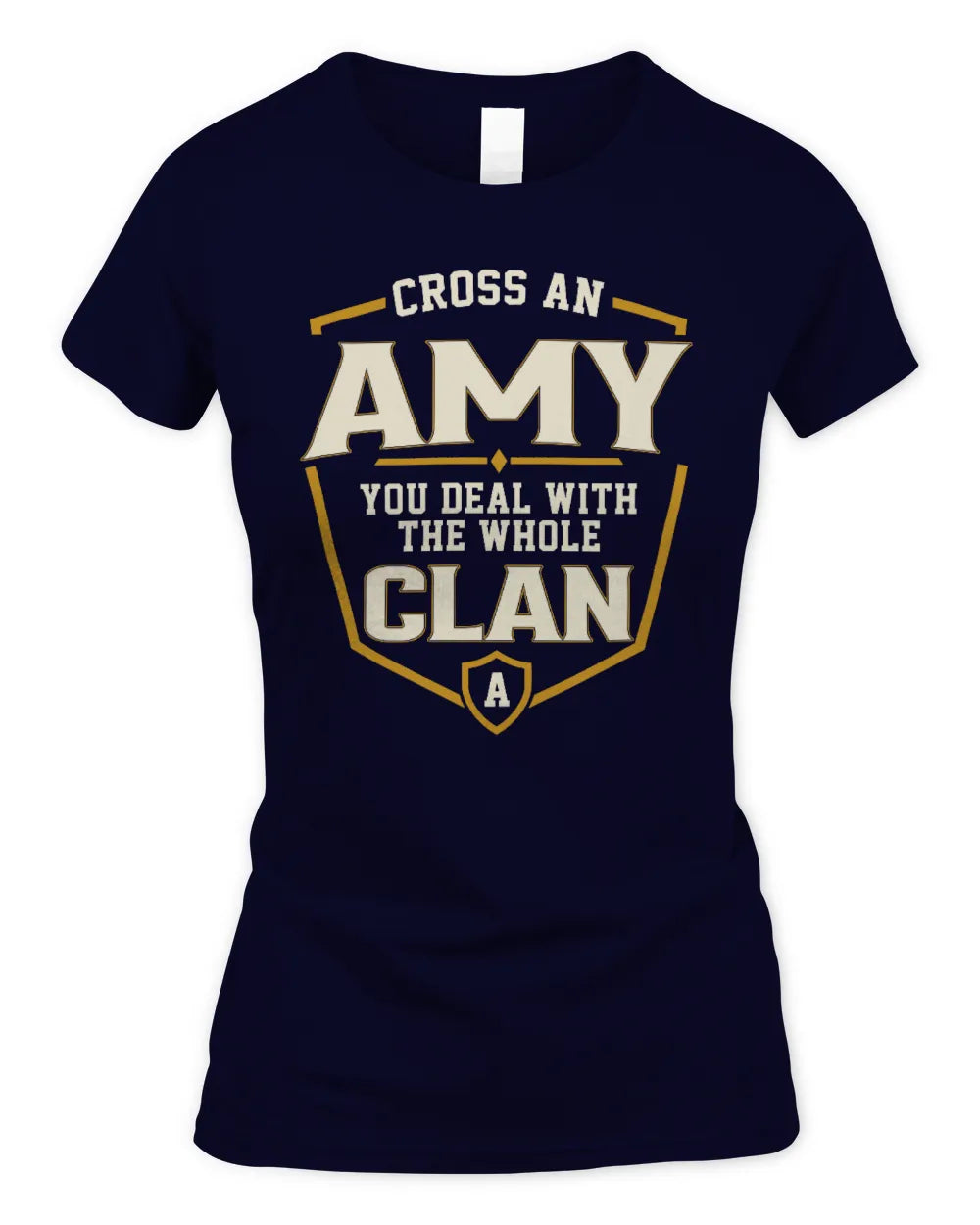 AMY NT1-K008 Cross A/An NAME, You Deal With the Whole Clan | Personalized Vintage T-Shirt - Women's Standard T-Shirt - Navy
