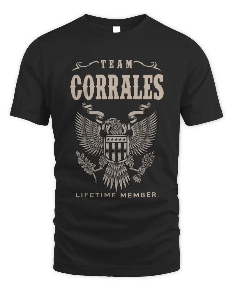 CORRALES TP06-K82 – Personalized Classic Style Apparel “Team NAME Lifetime Member” - Unisex Standard T-Shirt - Black