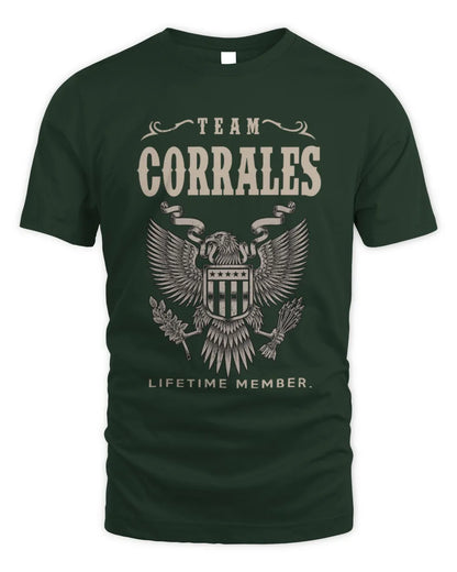 CORRALES TP06-K82 – Personalized Classic Style Apparel “Team NAME Lifetime Member” - Unisex Standard T-Shirt - Forest Green