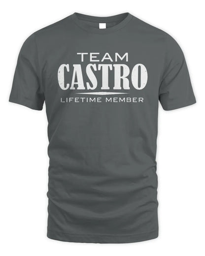 CASTRO BL62-K4-128 - Personalized “Team NAME Lifetime Member” - Unisex Standard T-Shirt - Charcoal