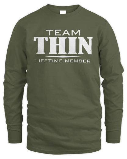THIN BL62-K4-128 - Personalized “Team NAME Lifetime Member” - Men's Long Sleeved T-Shirt - Military Green