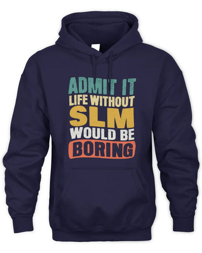 SLM TP86-K3-229 Personalized Funny Quote Apparel “Life Without NAME Would Be Boring” - Unisex Hoodie - Navy