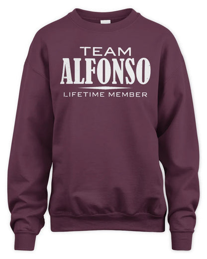 ALFONSO BL62-K4-128 - Personalized “Team NAME Lifetime Member” - Unisex Sweatshirt - Maroon
