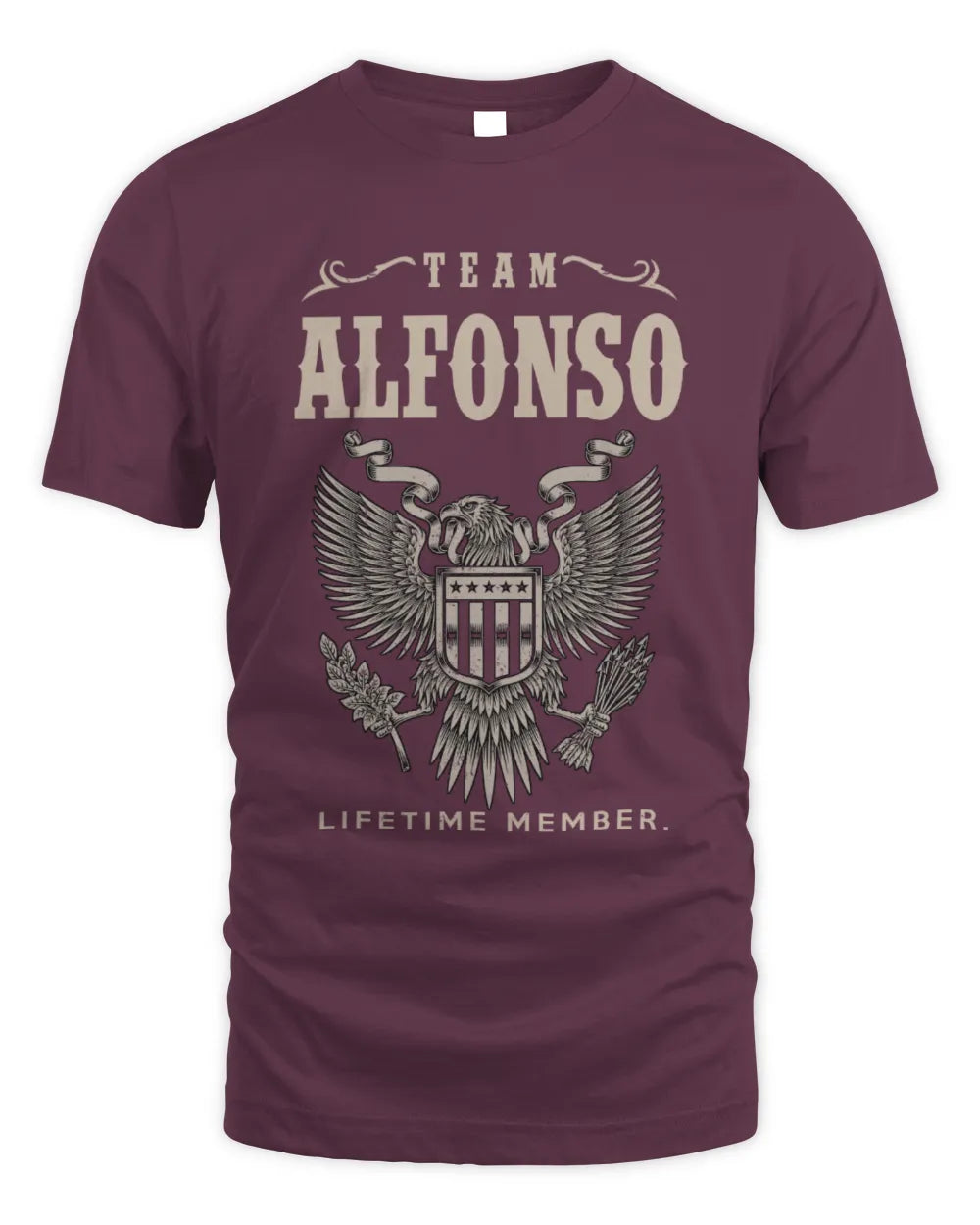 ALFONSO TP06-K82 – Personalized Classic Style Apparel “Team NAME Lifetime Member” - Unisex Standard T-Shirt - Maroon