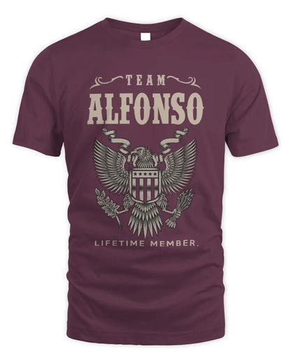 ALFONSO TP06-K82 – Personalized Classic Style Apparel “Team NAME Lifetime Member” - Unisex Standard T-Shirt - Maroon