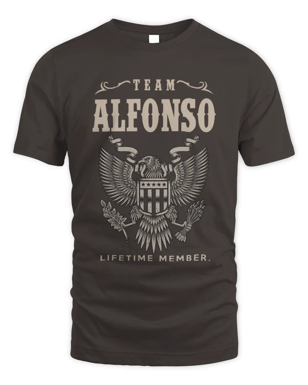 ALFONSO TP06-K82 – Personalized Classic Style Apparel “Team NAME Lifetime Member” - Unisex Standard T-Shirt - Dark Chocolate