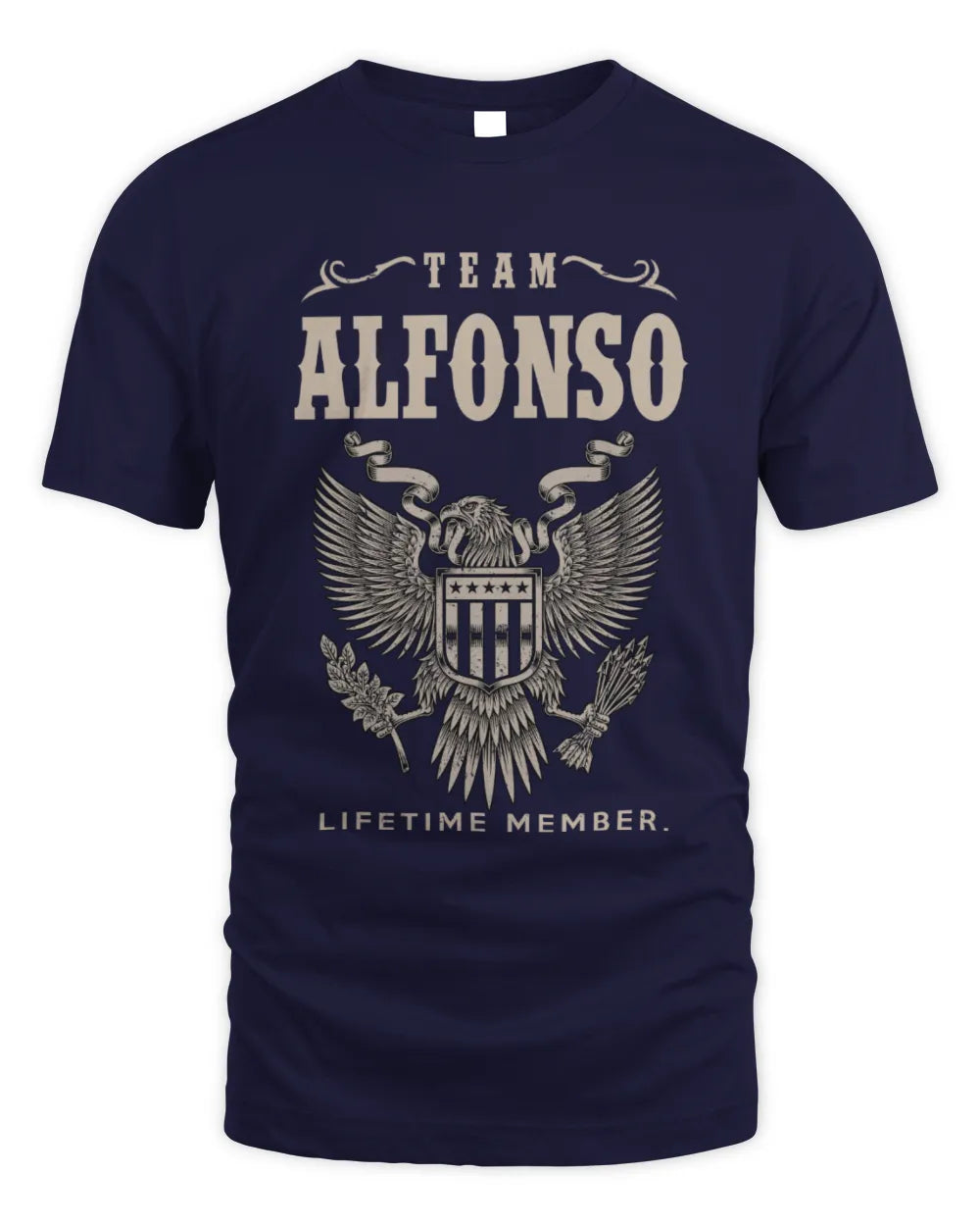 ALFONSO TP06-K82 – Personalized Classic Style Apparel “Team NAME Lifetime Member” - Unisex Standard T-Shirt - Navy
