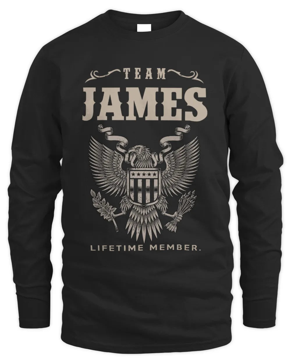 JAMES TP06-K82 – Personalized Classic Style Apparel “Team NAME Lifetime Member” - Men's Long Sleeved T-Shirt - Black