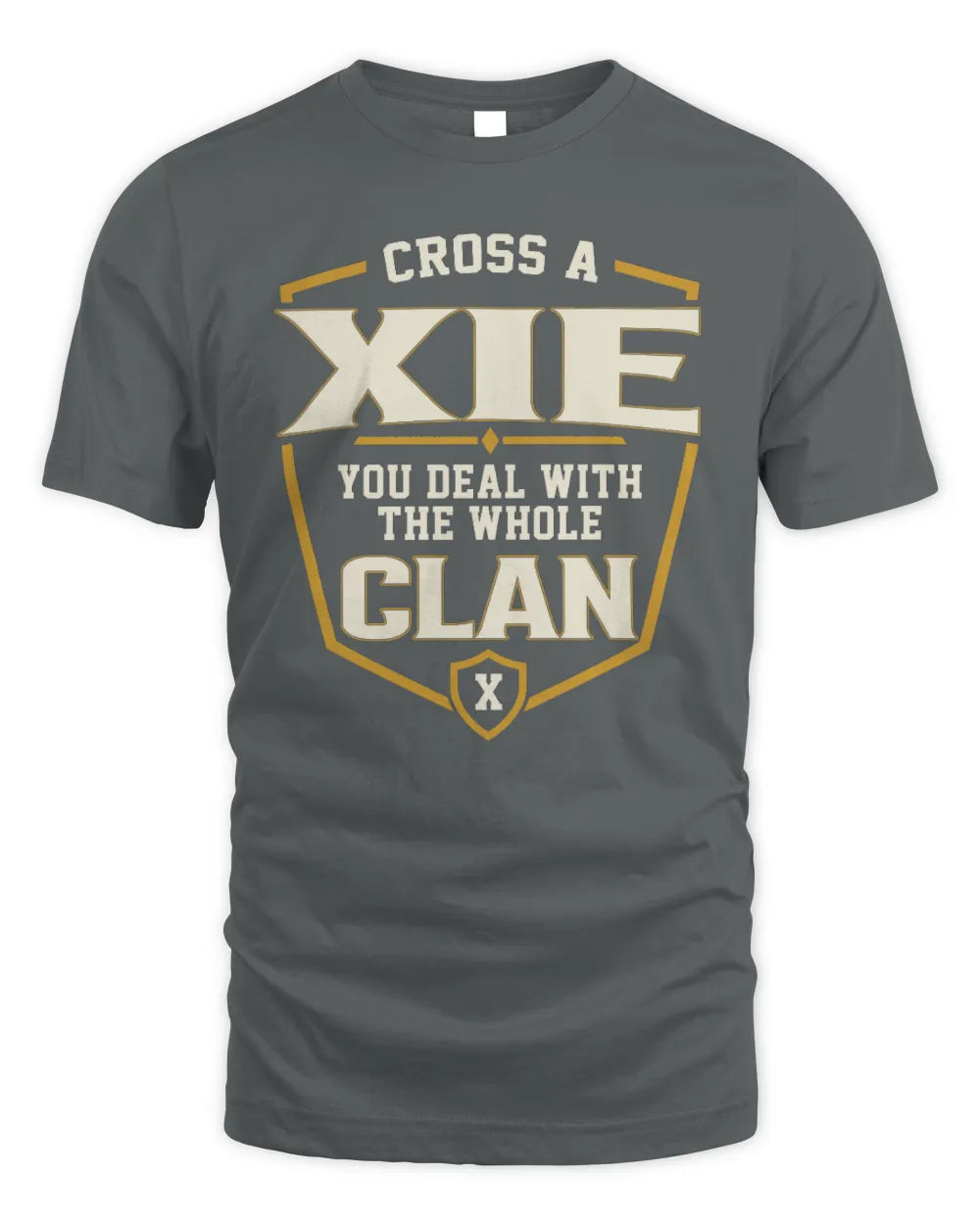XIE NT1-K008 Cross A/An NAME, You Deal With the Whole Clan | Personalized Vintage T-Shirt - Unisex Standard T-Shirt - Charcoal