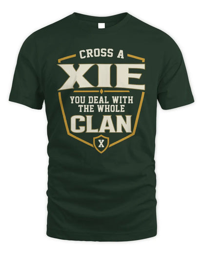 XIE NT1-K008 Cross A/An NAME, You Deal With the Whole Clan | Personalized Vintage T-Shirt - Unisex Standard T-Shirt - Forest Green