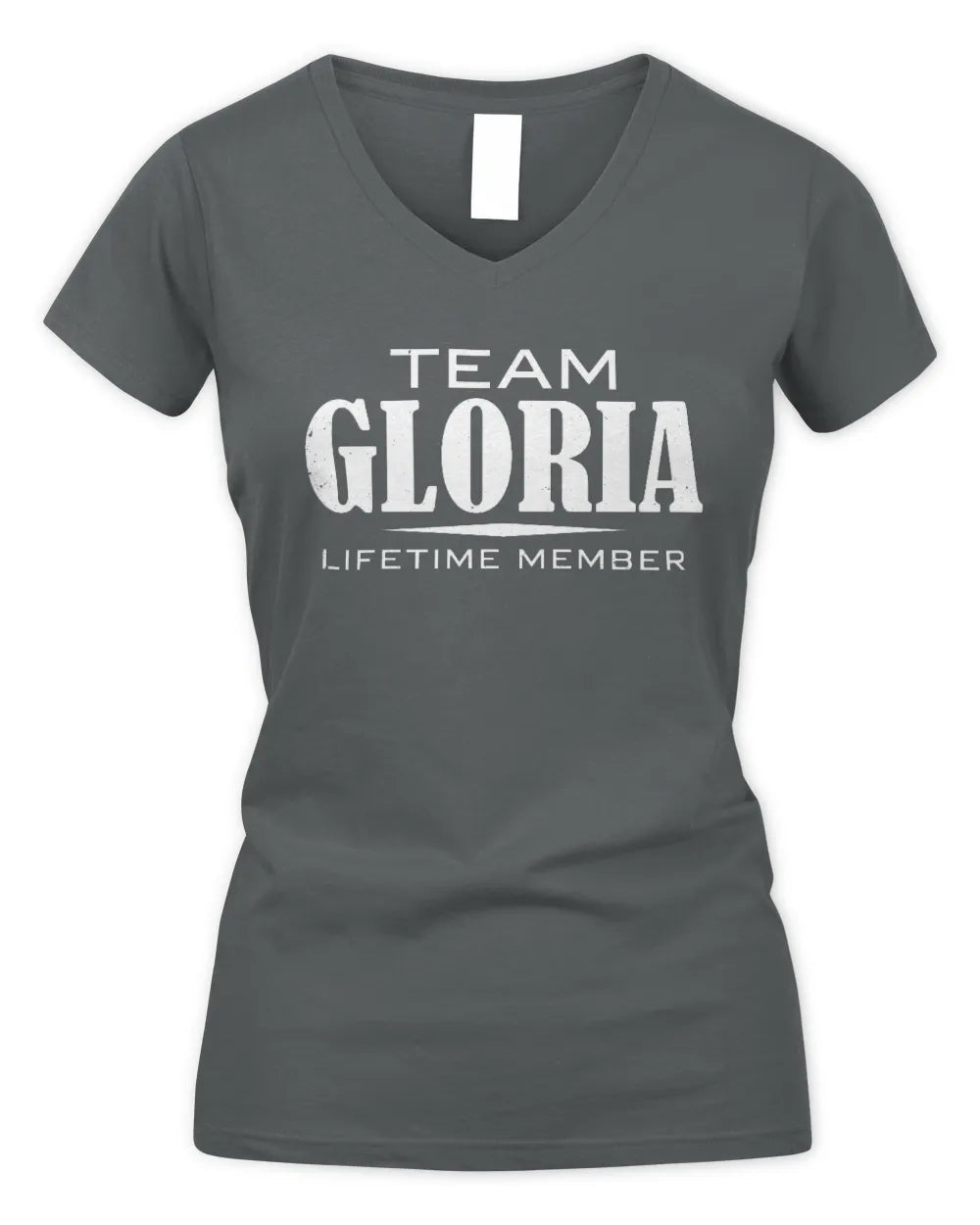 GLORIA BL62-K4-128 - Personalized “Team NAME Lifetime Member” - Women's V-Neck T-Shirt - Charcoal