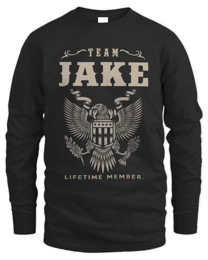JAKE TP06-K82 – Personalized Classic Style Apparel “Team NAME Lifetime Member” - Men's Long Sleeved T-Shirt - Black