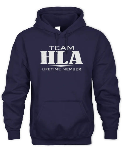 HLA BL62-K4-128 - Personalized “Team NAME Lifetime Member” - Unisex Hoodie - Navy