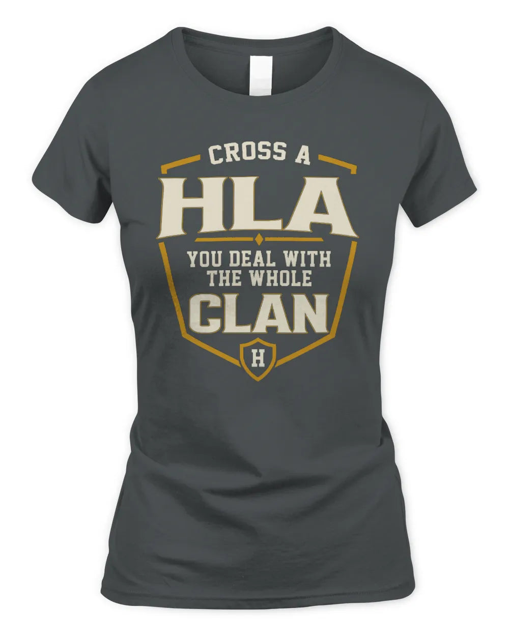 HLA NT1-K008 Cross A/An NAME, You Deal With the Whole Clan | Personalized Vintage T-Shirt - Women's Standard T-Shirt - Charcoal