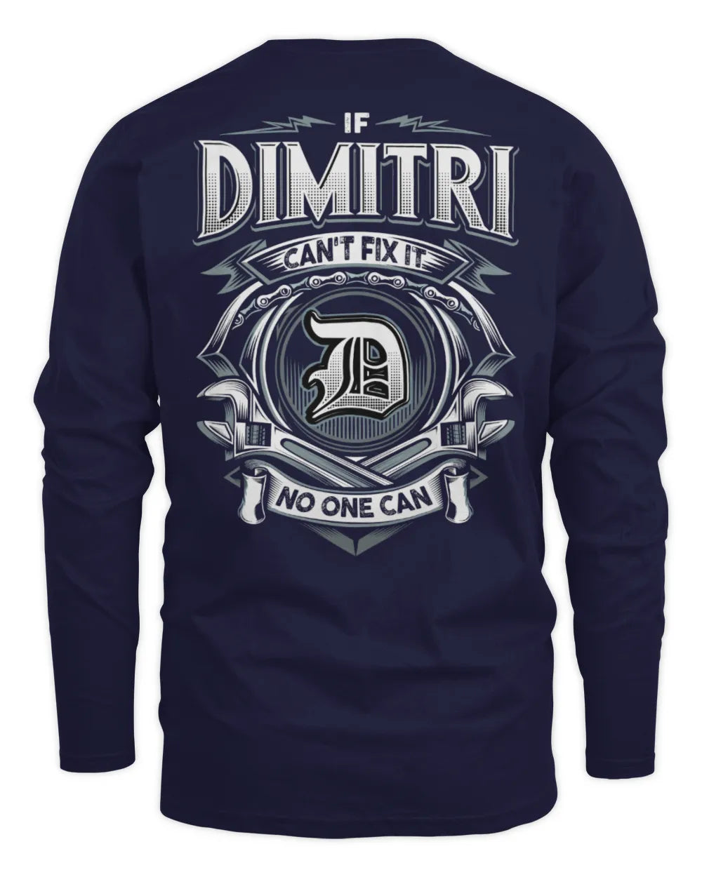 DIMITRI AP81-K4-626 - Personalized Ahmed Quote Apparel “If Ahmed Can't Fix It, No One Can” - Men's Long Sleeved T-Shirt - Navy