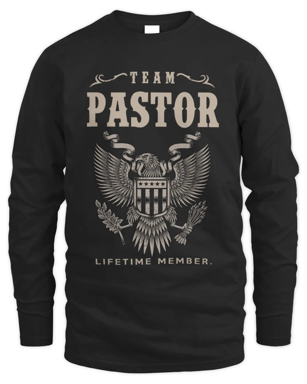 PASTOR TP06-K82 – Personalized Classic Style Apparel “Team NAME Lifetime Member” - Men's Long Sleeved T-Shirt - Black